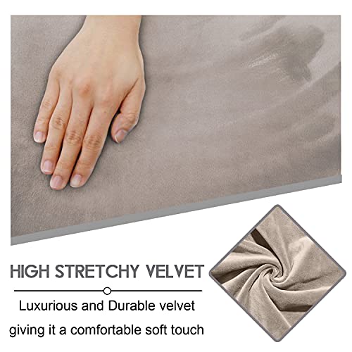 ULTICOR Reclining LoveSeat with Middle Console Slipcover, 8-Piece Velvet Stretch Loveseat Reclining Sofa Covers, 2 seat Love seat Recliner Cover, Thick, Soft, Washable, Love seat Slipcovers (Taupe)