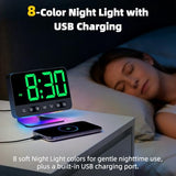 AuroraCalm Digital Alarm Clock with Large Numbers for Bedrooms: Bold Display Readable Across The Room with 5 Level Brightness - 5 Alarm Sounds 8 Night Lights for Kids Seniors Teens - Green