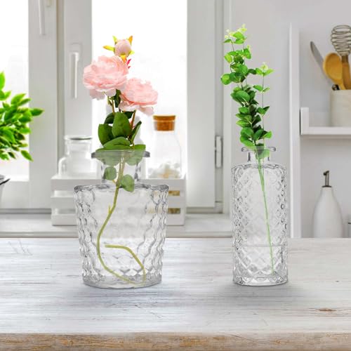 Mini Glass Bud Vases - Set of 6 Small Vases for Flowers, Perfect for Centerpieces,Flower Vases for Centerpieces., Clear