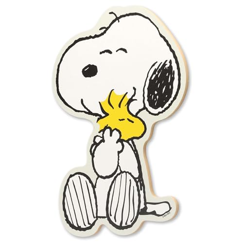 Open Road Brands Peanuts Snoopy and Woodstock Hug Wood Wall Decor - Fun Snoopy Wall Art for Kids' Bedroom or Play Room