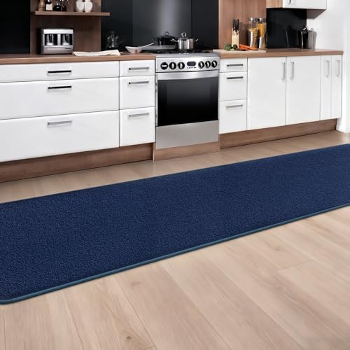 Runner Rug for Hallway, 2x10 Navy Blue Washable Non Slip Runner Rug