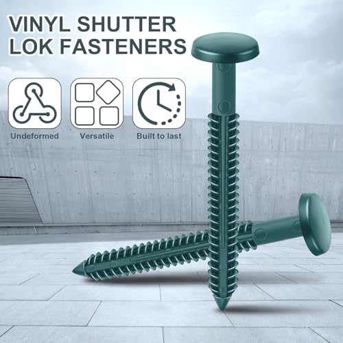 Blulu 18 Pcs 3 Inch Vinyl Shutter Fastener Window Panel Peg Lok Pin Pegs Screws Shutter Spikes Anchor (Forest Green)