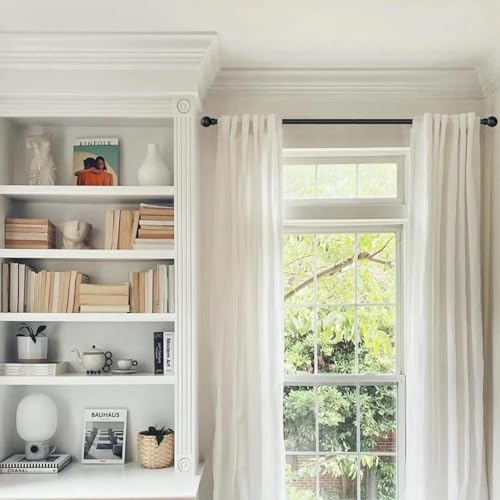 GXOACKJ Curtain Rods for windows 32-48 inch, 5/8 inch Decorative Curtain Rod Set, Matte Black Splicing Heavy Duty Metal Curtain Rod with Brackets