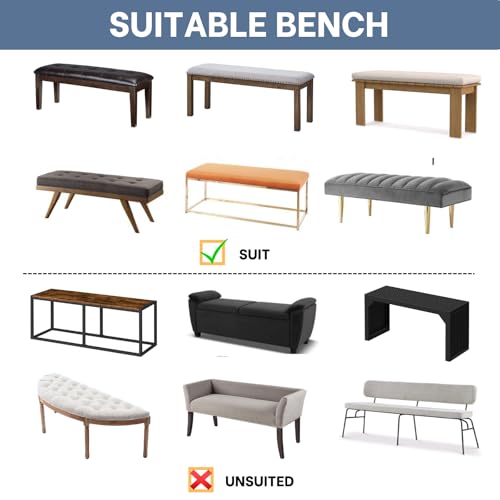 SearchI Dining Bench Cover, Stretch Washable Long Bench Seat Covers, Rectangle Dining Table Bench Slipover for Dining Room, Living Room, Kitchen(Beige)