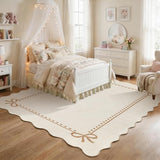 Garvee Scalloped Bow Rug for Living Room Washable Solid Beige 8x10 Area Rug