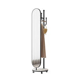 Decorative Full-Length Mirror Hanger Integrated Rotating Dressing Household Simple Vertical Cloakroom Movable Floor-Standing for Living Room(Black)