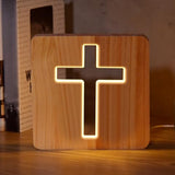 Lampeez Jesus Cross Wooden Lamp Novelty Night Light 3D Illusion lamp for Kids, Kids Decoration Lamp USB Power Bedroom Decor Xmas Holiday Christian Birthday Gifts for Boy Girl
