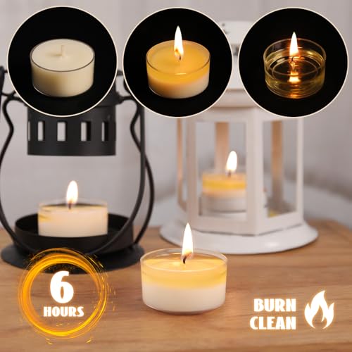 Soy Tealight Candles 50 Pack, 6 Hours Long Burning Tealights Candles Bulk, Natural Soy Wax Tea Light Candle Paraffin-Free, Unscented Small Tea Candle for Emergency,Dinner