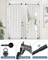 4 Pack Magnetic Curtain Rod for Metal Doors, French Door Curtain Rods Adjustable from 17 to 30 Inch, 3/8 Inch Diameter, Magnetic Cafe Curtains Rod, No Tool and Easy Installation, Black