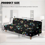 Rainbow Paw Print Armless Futon Couch Cover Black Slipcover for Futon Sofa Furniture Decor Anti Slip Couch Slipcover for Office