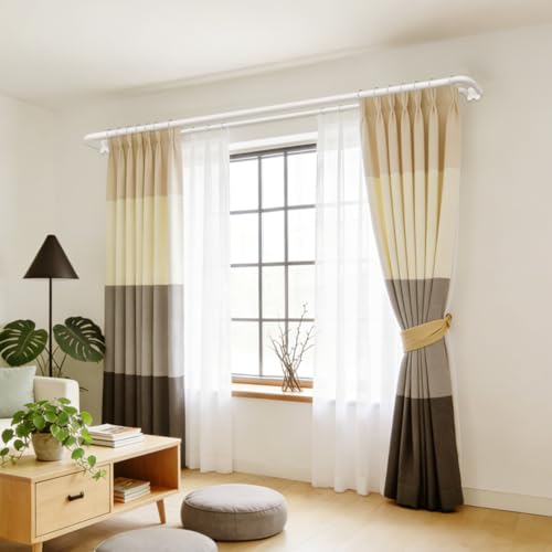 USFOOK White Blackout Double Curtain Rods for Windows, Adjustable Decorative Drapery Rod 32 to 58, 3/4 Inch Window Treatment Rod, Extendable Curtain Poles for Living Room