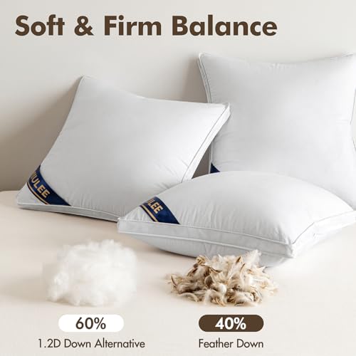 MIULEE 26x26 Feather Down Pillow Inserts with Gusset Bed Pillows,Set of 2 Luxury Fluffy Decorative Throw Pillows for Couch Sofa