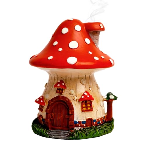 Cacukap Mushroom House Incense Burner, Cute Glow in The Dark Mushroom Incense Holder, Resin Material, Adorable Home Decor Gift
