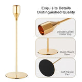 NLBTW Set of 6 Gold Taper Candle Holders, Tall Candlesticks Holder for Dining Table Centerpiece, Fall Decor, Fireplace Mantel & Wedding Gift (Fits 3/4" Thick Candles)