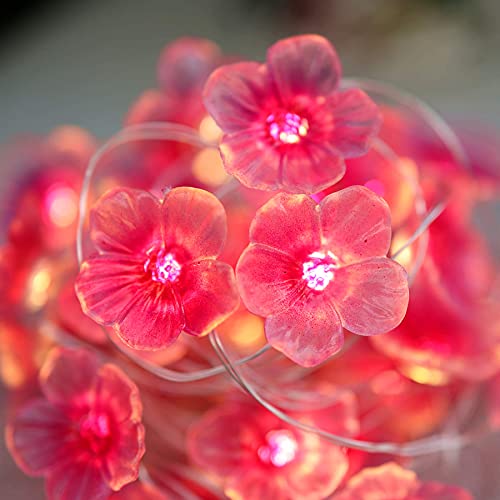 Cherry Blossom Fairy String Lights Sakura Pink Flower Decorative Lights Modern Décor 10ft 30LEDs with Timer Remote Control for Bedroom Floral Garland Centerpieces