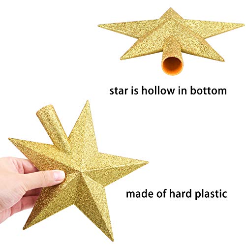 8 Inches Christmas Tree Top Crown Glitter Star Decoration (Golden)