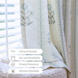 DrapePalette - Linen Blend Pinch Pleated Curtains 96 Inches Long for Living Room, Bedroom, Dining Room, Light Filtering Curtains 2 Panels Set, Modern Floral Printed Design, Antique White 30" W x 96" L