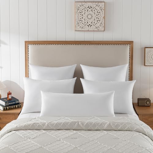 basic home 28x28 Euro Throw Pillow Insert-Down Feather Pillow Insert-Cotton Fabric-White-1 Piece