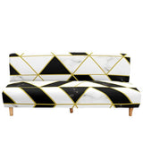 Hixingo Stretch Armless Futon Cover, Futon Mattress Cover Soft Futon Covers with Elastic Bottom, Washable Futon Slipcovers Marble Futon Couch Cover (Medium (63-75"),Black White Marble)