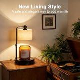 Candle Warmer Lamp with Timer, Modern Farmhouse Candle Warmer, Height Adjustable & Dimmable Electric Candle Warmer Lamp, Includes 2 Bulbs, Birthday Gift for Women, Mom, Housewarming - Flaxen