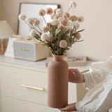 Large Modern Ceramic Vase Set, Coffee Ribbed Matte Design, 3-Piece Decorative Vases for Home, Living Room, Office (XL Coffee Mix)