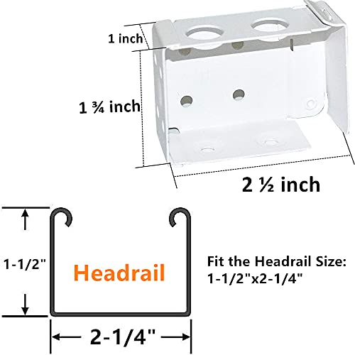 Cutelec 2pcs Box Mounting Bracket for Low Profile Horizontal Blinds with 1-3/4" x 2 1/2" Headrail - White Color