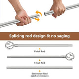 Silver Curtain Rods for Windows 66 to 120 with Cage Finials, Heavy Duty Curtain Rod with Splicing Adjustable, Decorative Curtain Rods for Outdoor Patio, Sliding Glass Door, 5/8" Diameter (Chrome)