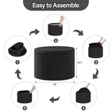B FSOBEIIALEO Folding Storage Ottoman, Round Sherpa Ottomans, Dark Grey