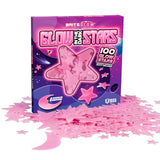 100PK Pink Glow in The Dark Stars for Ceiling Easter Basket Stuffers for Kids - Star Brite Plastic Glow Stars with Moon & Putty Ages 4,5,6,7,8,9,10,11,12 for Bedroom Space Night Light Room Non-Toxic