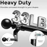 Curtain Rods 36-91 Inch, Black 1 Inch Adjustable Heavy Duty Curtain Rods for Windows, Decorative Modern Window Treatment Rod, Telescopic Splicing Metal Drapery Pole, Easy Installation