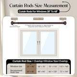 SIMEWIN Heavy Duty Curtain Rods for Windows 28 to 48 Inches, Bronze Curtain Rods with Classic Finials for Bedroom, Living Room, Patio, Kitchen