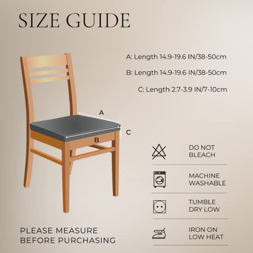 SearchI Stretch Dining Chair Seat Covers Set of 6, Soft Removable Washable Seat Covers for Dining Chairs, Dining Room Seat Cover Protector (Rear-Covered, Beige)