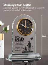 Dad Glass Clock Gift from Daughter or Son, Unique Birthday, Christmas, Dad Valentines Gifts from Girl, Elegant Desk Clock with Base for Dads Who Have Everything