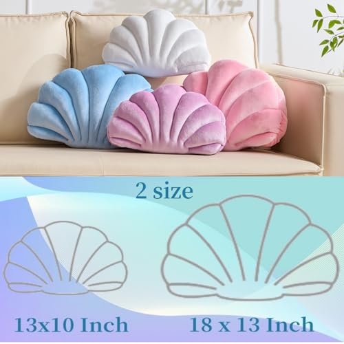 Shell Pillow，Seashell DecorativeThrow Pillow Light Pink Seashell Shaped Pillows 13x10 Inch Room Decor Cute Pillows for Couch Bed