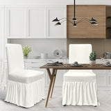molasofa Chair Covers for Dining Room Set of 2 Stretch Chair Slipcovers with Skirt for Kitchen Seat Protectors Wedding Banquet Decor Kids Pets Spandex Fabric Washable (2pcs, Cream)