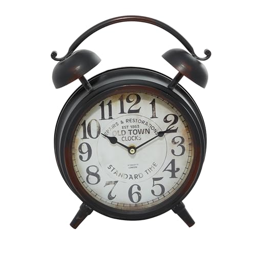 Deco 79 Metal Clock with Bell Style Top, 10" x 4" x 13", Black