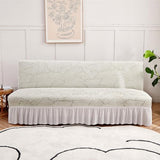 Armless Sofa Bed Cover, Elastic Folding Futon Slipcovers Fitted Full Folding Futon Slipcover with Skirt for Living Room Bedroom(Silver Gray, M)