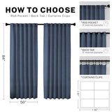 Navy Blue Polyester Curtains 96 Inches Long 2 Panel Set Midnight Blue Light Filtering Privacy Semi Sheer Curtain Panels Modern Farmhouse Window Drapes for Living Room Bedroom Indigo, 8FT