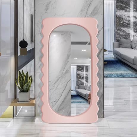 Full Length Mirror, Irregular Clouds Full Body Mirror, Wall Mounted Floor Mirror, Wooden Frame Leaning Hanging Wall Mirror for Bedroom Entrance A-100 * 180cm