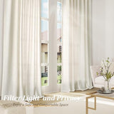 Guken Natural Cream Linen Curtains 84 inches Long for Living Room Bedroom 1 Panel Back Tab Privacy Semi Sheer Boho Farmhouse Light Filtering Window Curtain 84 Inch Length Ivory Off White Linen Drape