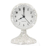 Luxury Rhinestone Small Alarm Desk Table Clock Morning Call Handmade Fashion Design for Bedroom Houseroom Living Room Cute As Gift AR (Silver)