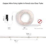 Lighting EVER Plug in Rope Lights with Small Tube, 1/4 in Pencil-Size, 100 LED Copper Wire String Lights in 33 ft Tube, Cool White 6000K, Thin Light Rope for Railing, Fence, Balcony, Not Connectable