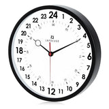 Lafocuse 12 Inch Silent Black 24 Hour Wall Clocks Battery Operated, Analog Military Time Wall Clock for Living Room Decor, Reloj de Pared Modern Decorative Kitchen Wall Clock for Bedroom Home Office