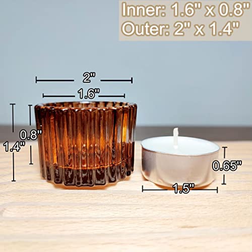 Amber Tealight Candle Holder Set of 12, Glass Votive Candle Holders