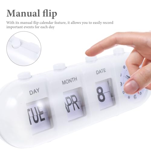 1Pc Manual Flip Desk Clock Perpetual Calendar Plastic Date Display Home Office Desktop Calendar Clock for Dorm Room Decor