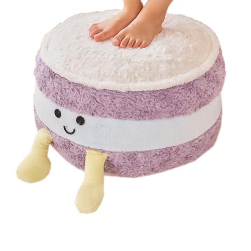 Tingting's Dream Cute Round Stuffed Pouf Ottoman Tatami Rush Cushions Washable Foot Rest Stuffed Poufs Floor Stool Footrest (Purple, 40×30CM/15.7"×11.8")