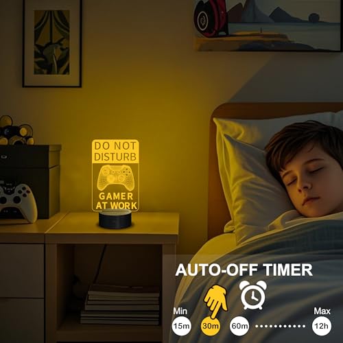 YuanDian Do Not Disturb Gamer at Work Night Light,Gamepad Graphic Video Games Gamer Gift Funny 3D Illusion Lamp 16 Colors Changing Touch & Remote Control for Men Teenagers and Kids