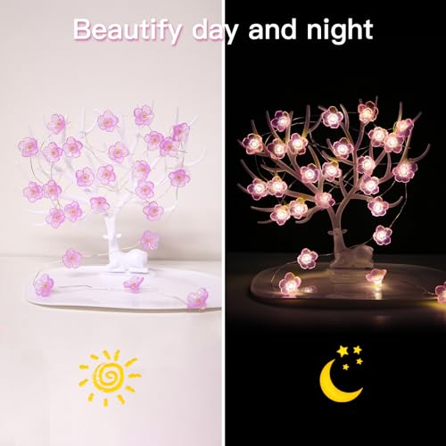 suddus Cherry Blossom Lights, 12.8 ft 40 LED Flower String Lights Battery Operated with Remote, Pink Fairy Light for Bedroom, Holiday, Party, Indoor,Christmas