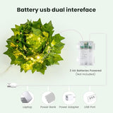HEYFUNi Fake Ivy Vines with Lights, 23 Ft 73 Led Artificial Greenery Garland with Fairy Lights USB/Battery Operated, Leaf String Lights for Bedroom Aesthetic, Wall, Balcony, Wedding Decor, Warm White