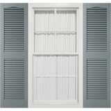 12"W x 29"H Mid-America Vinyl, TailorMade Cathedral Top Center Mullion, Open Louver Shutters, w/Installation Shutter-Lok's (Per Pair), 419 - Storm Cloud